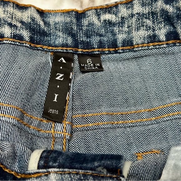 AZI Bling Medium Wash Flair Bootcut Denim Blue Jeans Western Cowgirl Women Sz 6 - Picture 10 of 12